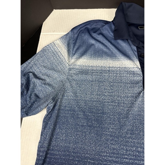 Greg Norman Performance Golf Polo Shirt Mens XL Blue Striped Lightweight - Picture 3 of 6